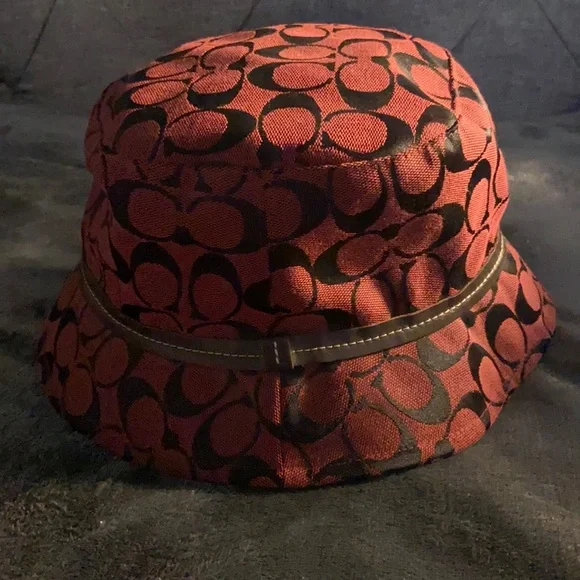 Coach Brown and Red Patterned Hat Coach Julia Signature Bucket Hat | eBay main image 2